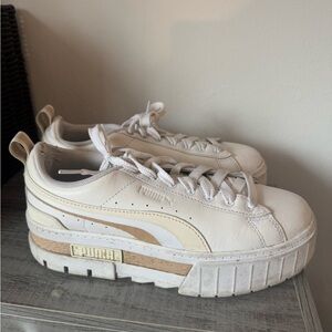White and tan puma creepers size 8